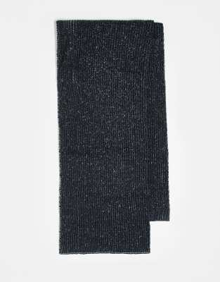 unisex scarf in navy rib-Blue