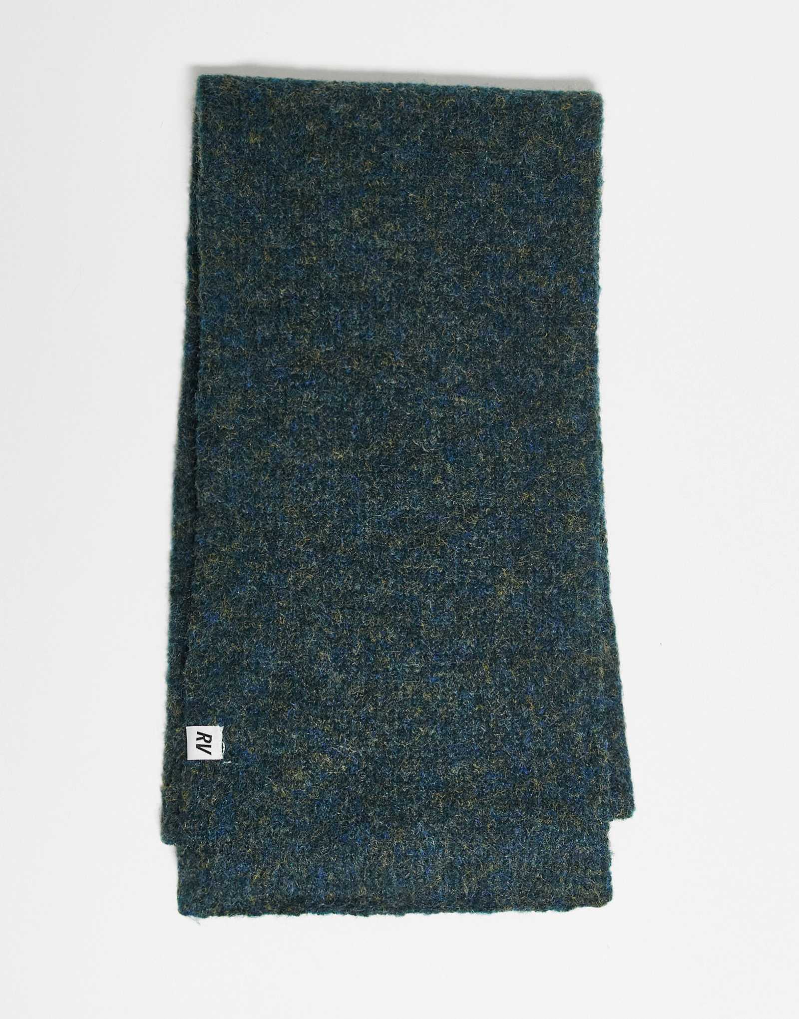 Восстановленный винтажный шарф унисекс с фирменным принтом в бирюзовых тонах