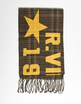 Reclaimed Vintage Unisex Scarf With Yellow Branding In Multi