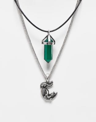 Reclaimed Vintage – Unisex – Scencester – Rephalsband i 2 rader med stenhänge