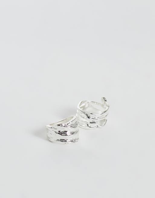 Reclaimed Vintage Unisex-Set aus geschmolzenem Metall in Silber