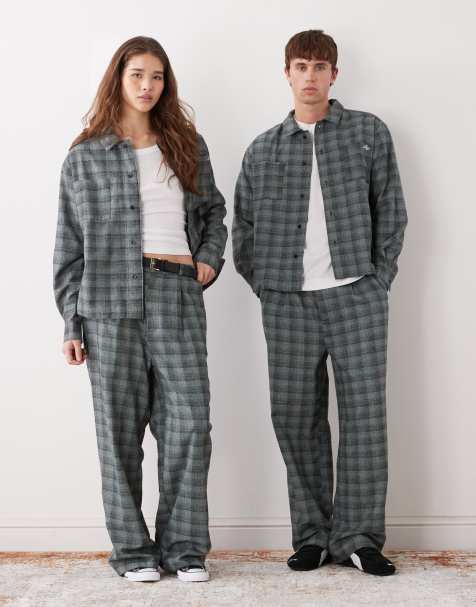 Reclaimed Vintage Unisex set in gray and blue plaid - view 1