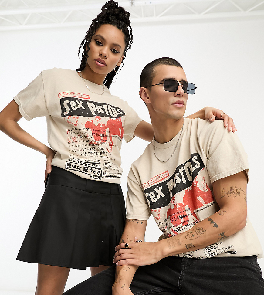 Reclaimed Vintage unisex Sex Pistols licensed t-shirt in stone-Neutral