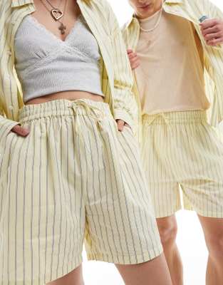 Reclaimed Vintage unisex short in stripe yellow co-ord