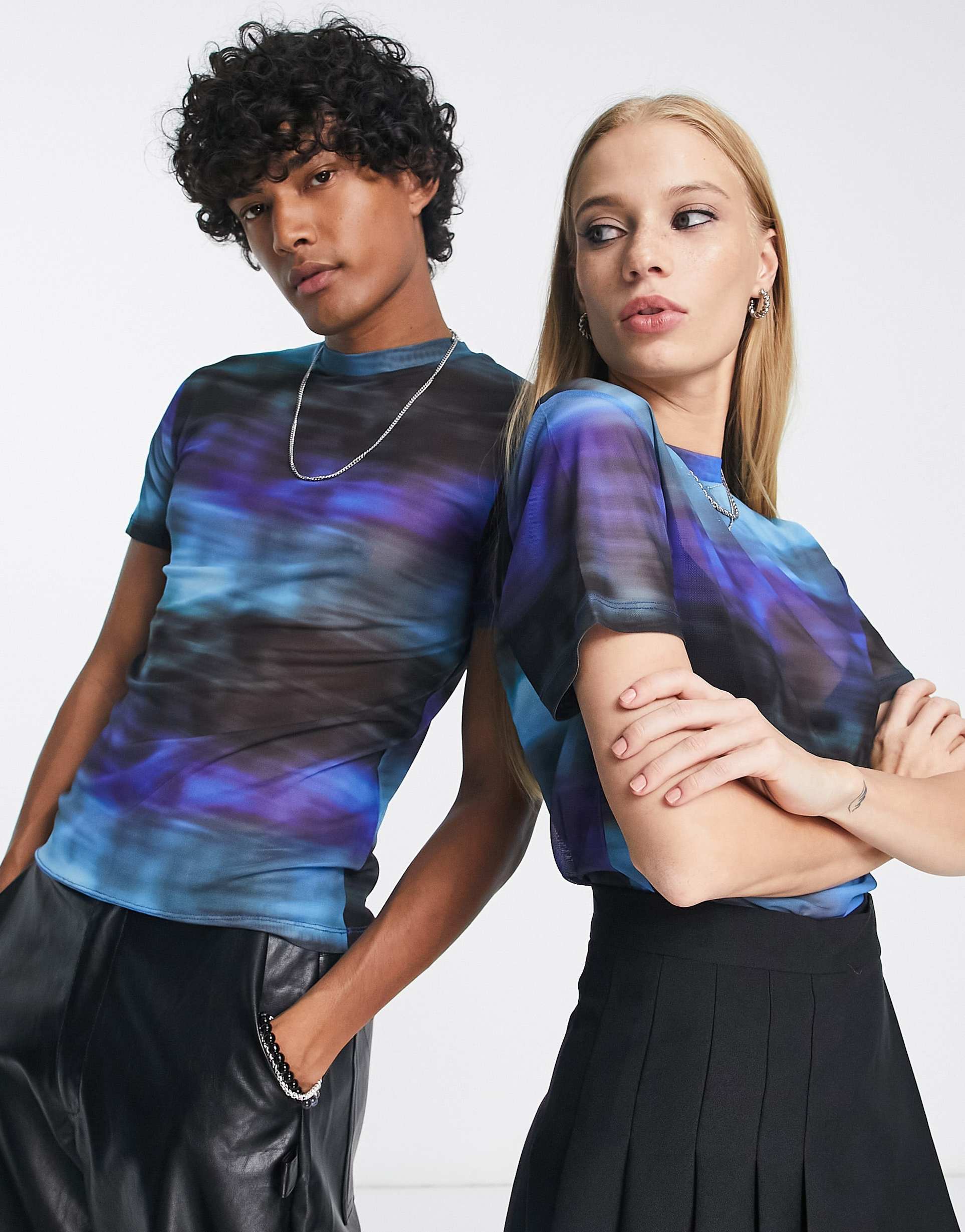 Reclaimed Vintage unisex short sleeve fade print top in blue view 4