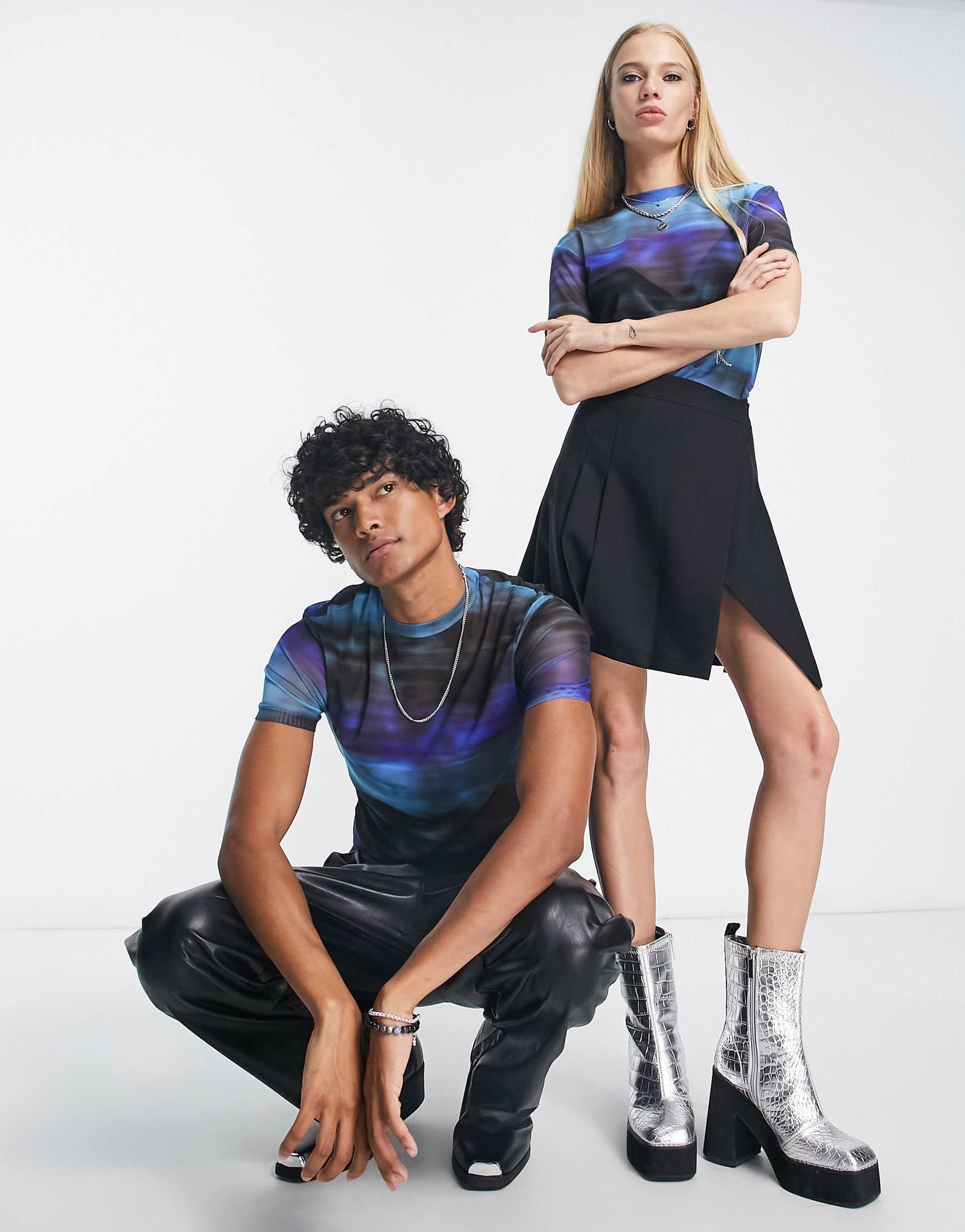 Reclaimed Vintage unisex short sleeve fade print top in blue