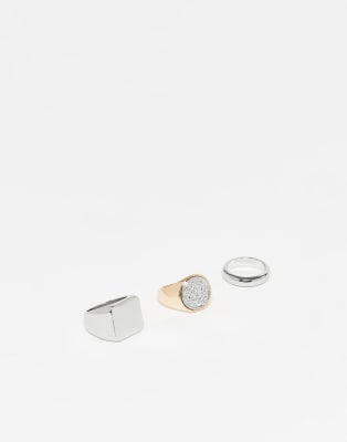 Reclaimed Vintage - Unisex-Siegelringe im Multipack aus verschiedenen Metallen-Bunt