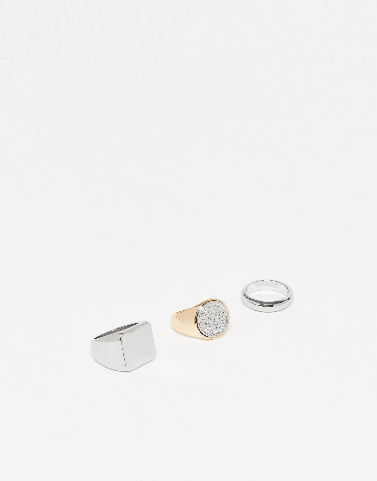 Восстановленное винтажное кольцо-печатка унисекс в нескольких упаковках из смешанных металлов