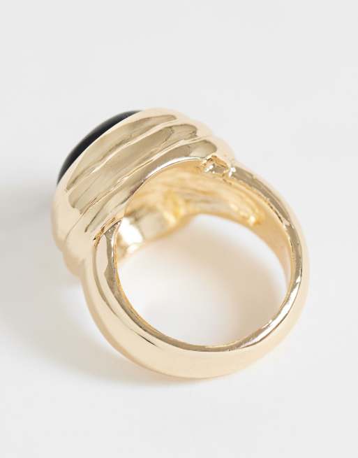 Reclaimed Vintage unisex signetring med onyxsten, 2 av 3
