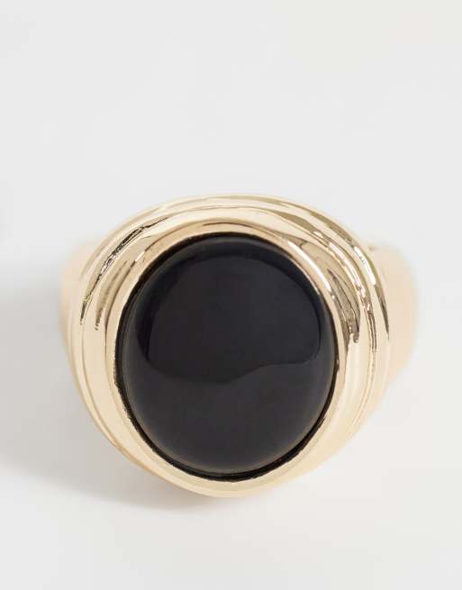 Reclaimed Vintage unisex signetring med onyxsten, 3 av 3