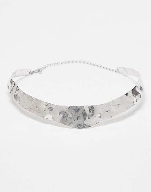 Reclaimed Vintage unisex silver choker necklace