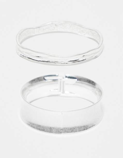 Reclaimed Vintage – Unisex – Silverfärgade armband med smält design, 2-pack - view 1