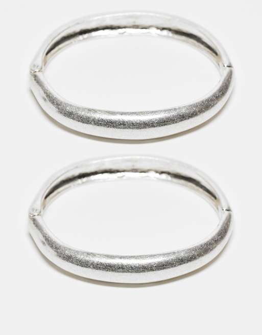 Reclaimed Vintage – Unisex – Silverfärgade armringar, 2-pack