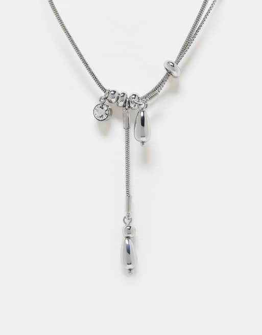 Reclaimed Vintage – Unisex – Silverfärgat halsband med hängande detalj