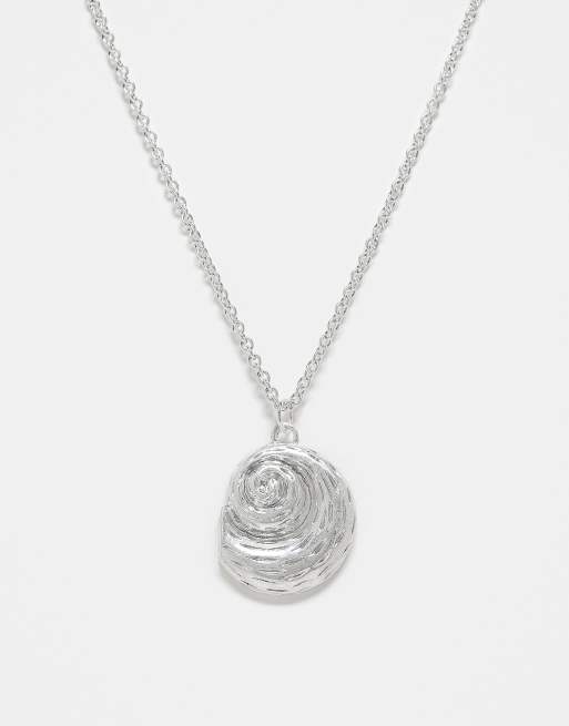 Reclaimed Vintage – Unisex – Silverfärgat kedjehalsband med snäckskal