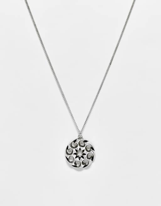 Reclaimed Vintage – Unisex – Silvrigt halsband med hänge i grungestil