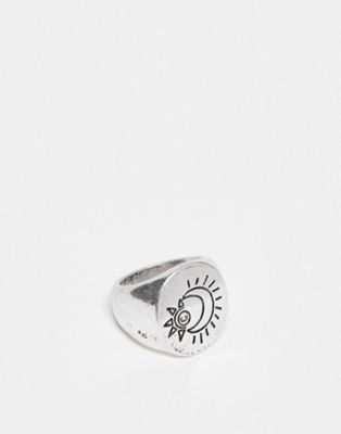 Reclaimed Vintage unisex sketchy cosmic signet ring