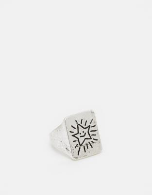 Reclaimed Vintage unisex sketchy star ring in burnished silver - ASOS Price Checker