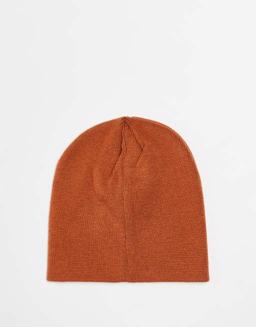 Reclaimed Vintage unisex skull cap beanie with logo in rust