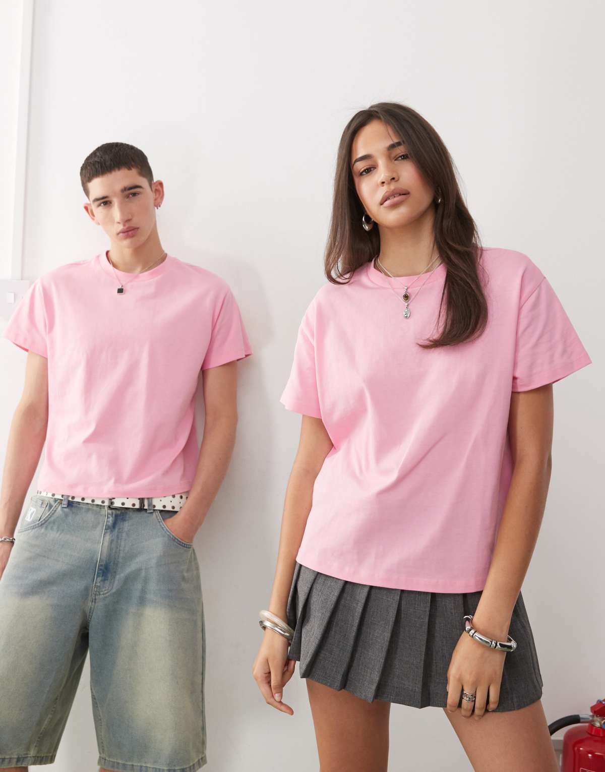 Reclaimed Vintage unisex slim cropped boxy t-shirt in pink