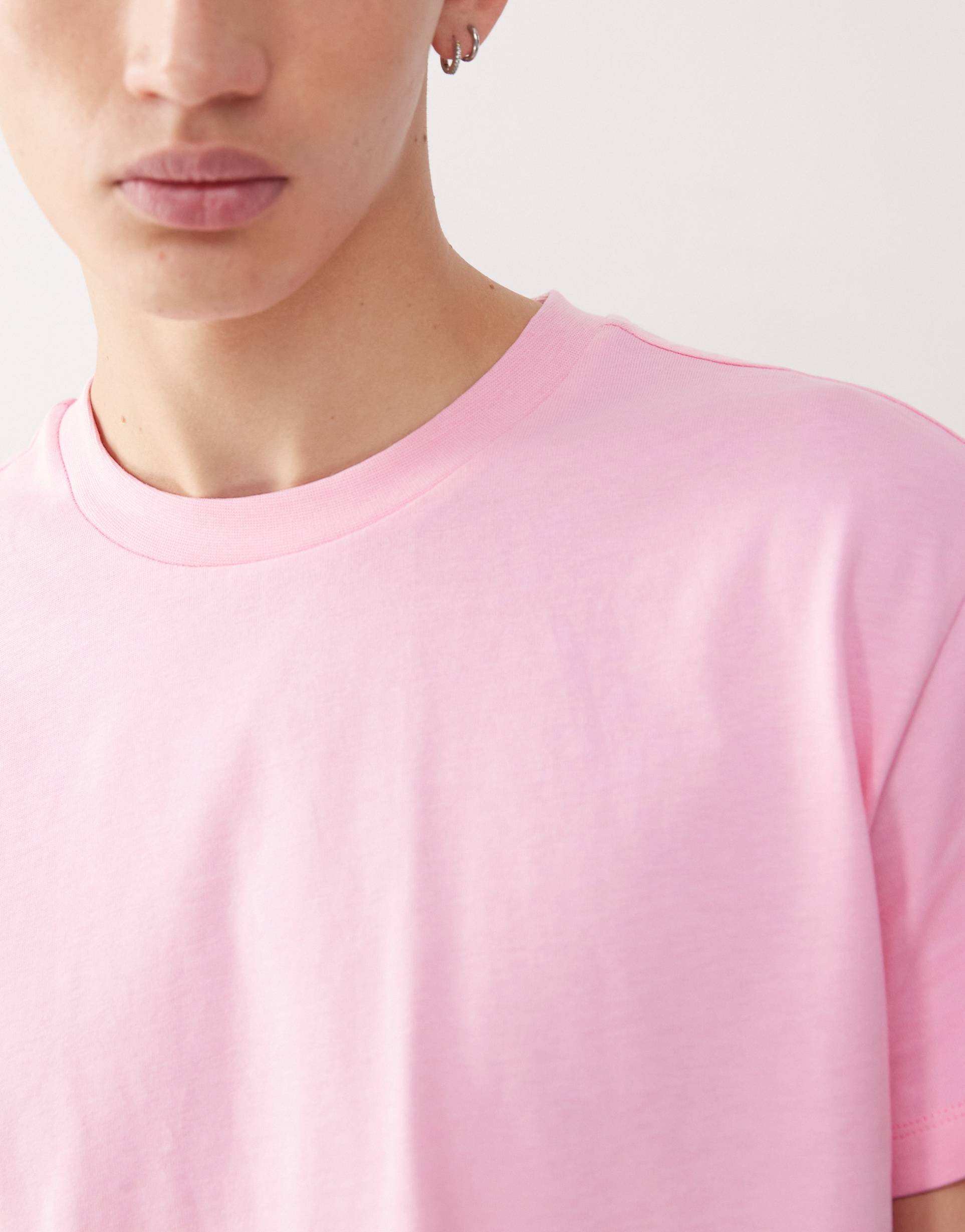 reclaimed vintage unisex slim cropped boxy t-shirt in pink