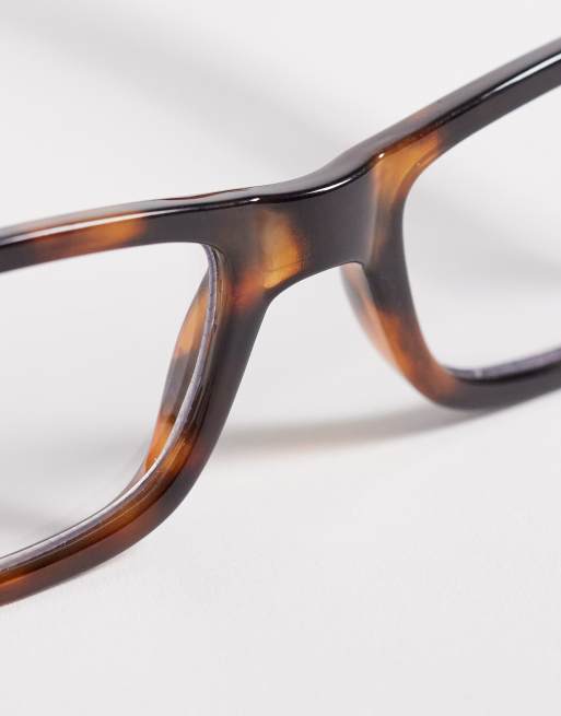 Reclaimed Vintage unisex slim square blue light glasses in tortoiseshell, 2 of 3