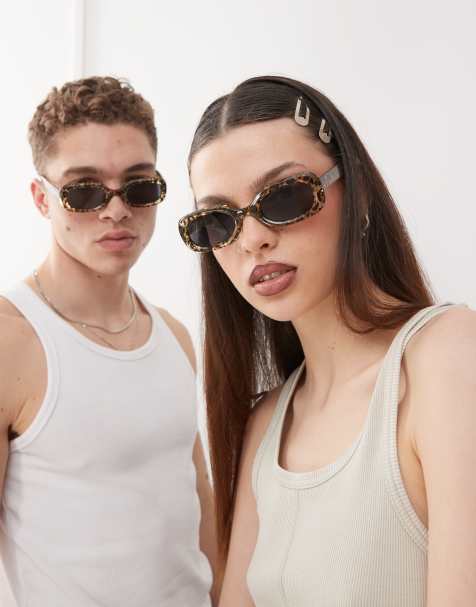 Reclaimed Vintage unisex slim square sunglasses in camo print - view 1