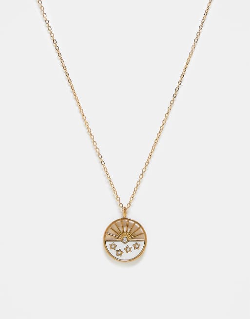 Reclaimed Vintage - Unisex - Sølvfarvet halskæde med kæde og design med månesten og stjerner