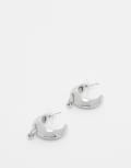 [Reclaimed Vintage] Reclaimed Vintage unisex small hoop earring with stud detail in silver One Size silver