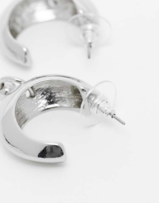 Reclaimed Vintage unisex small hoop earring with stud detail in silver, 2 of 3