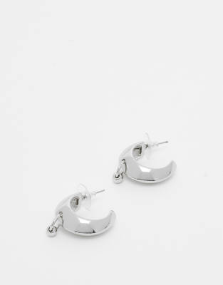 Reclaimed Vintage unisex small hoop earrings with stud detail in silver