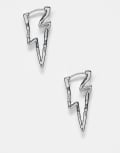 [Reclaimed Vintage] Reclaimed Vintage unisex small thunder bolt earrings in silver tone One Size silver