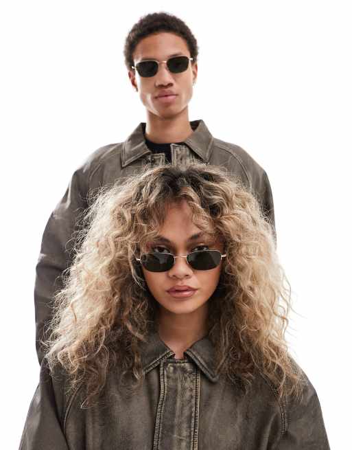 Reclaimed Vintage – Unisex-Sonnenbrille in Schwarz mit D-Gestell, 2 von 4