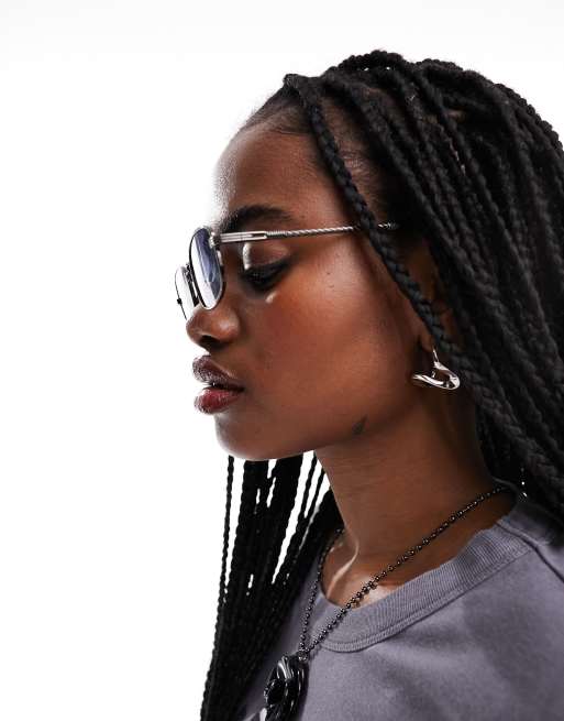 Reclaimed Vintage – Unisex-Sonnenbrille mit 90er-Drahtgestell in Schwarz, 2 von 4