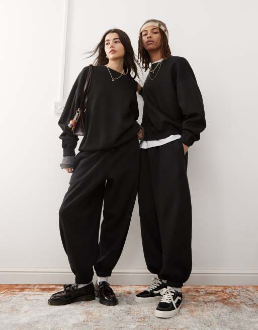 Reclaimed Vintage - Unisex - Sorte afslappede joggingbukser 