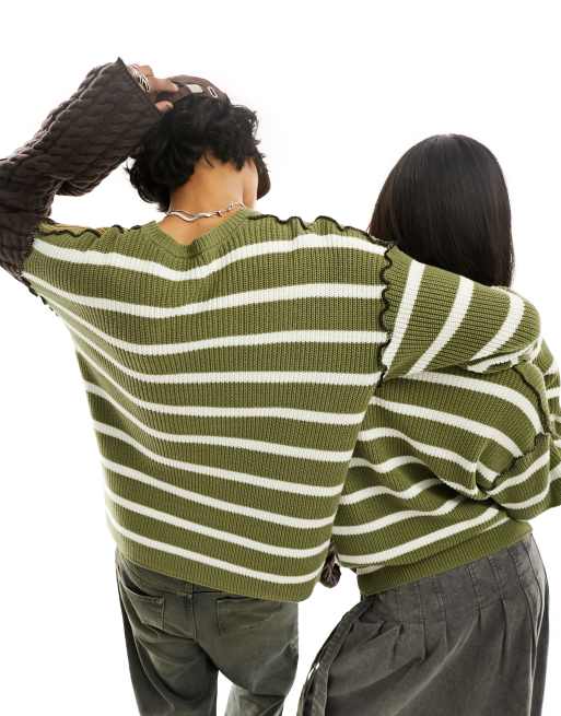 Reclaimed Vintage unisex spliced patchwork & striped knit sweater