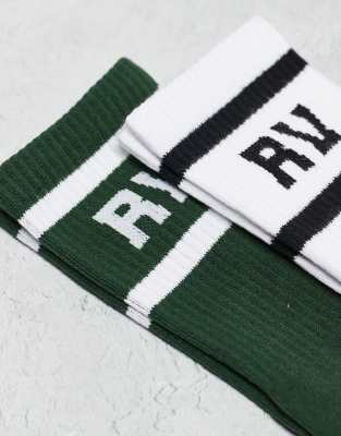 Reclaimed Vintage Unisex Sporty Socks 2 Pack In Multi