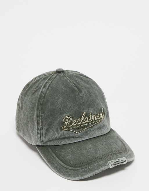 Reclaimed Vintage Unisex – Sprana czapka z daszkiem w kolorze khaki w stylu lat 2000.
