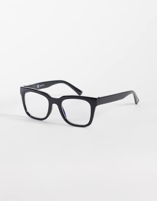 Reclaimed Vintage unisex square blue light glasses in black