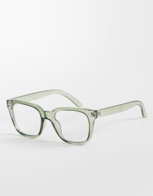 Reclaimed Vintage Reclaimed Vintage unisex square blue light glasses in green
