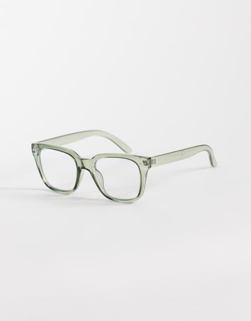 Reclaimed Vintage unisex square blue light glasses in green