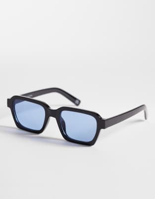 Reclaimed Vintage Unisex Square Sunglasses With Blue Lens In Black