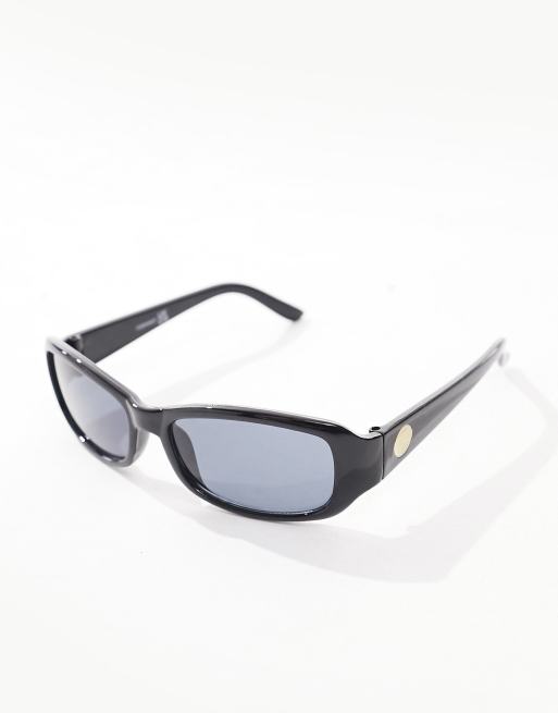 Reclaimed Vintage unisex square wrap sunglasses in black, 2 of 4