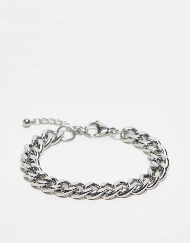 Reclaimed Vintage unisex stainless steel chain bracelet in silver