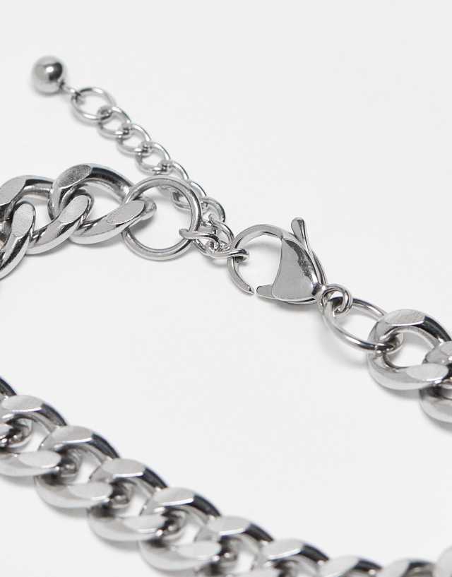 Reclaimed Vintage unisex stainless steel chain bracelet in silver 0