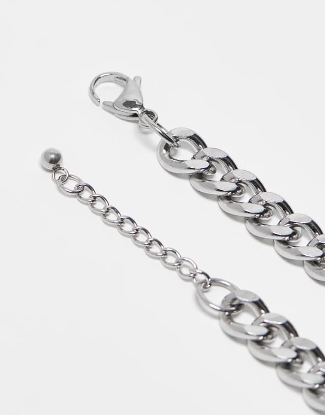 Reclaimed Vintage unisex stainless steel chain bracelet in silver 1