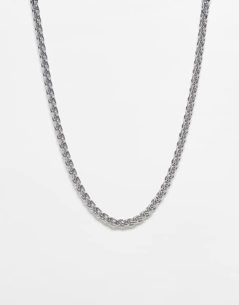 Reclaimed Vintage unisex stainless steel chain necklace in silver - view 1
