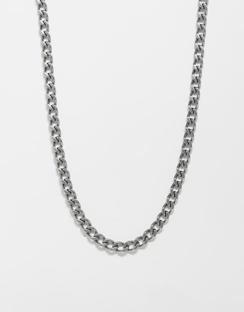 Reclaimed Vintage unisex stainless steel chunky waterproof everyday chain necklace in silver tone - view 1