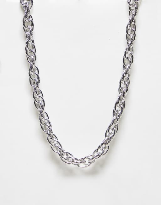 Reclaimed Vintage unisex stainless steel twist chain in silver
