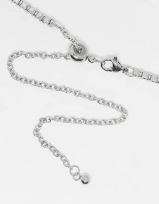 Reclaimed Vintage Unisex Stainless Steel Waterproof 2 Pack Chain Necklace In Silver